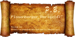 Pissenberger Beriszló névjegykártya